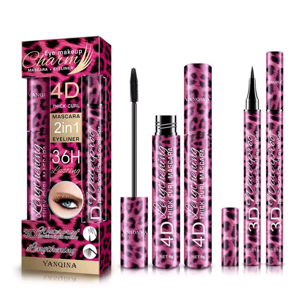 Kit mascara plus eye-liner imprimé léopard