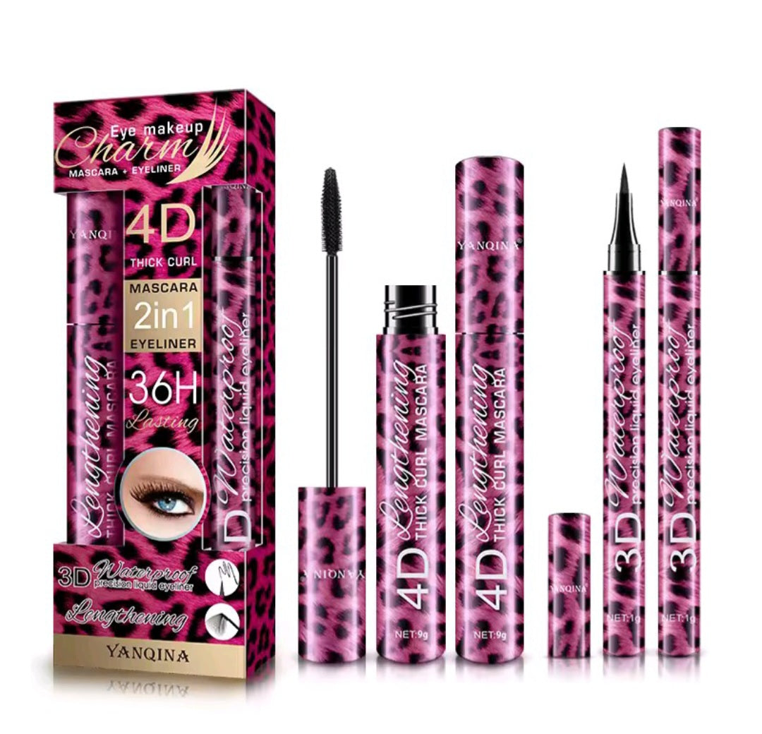 Kit mascara plus eye-liner imprimé léopard