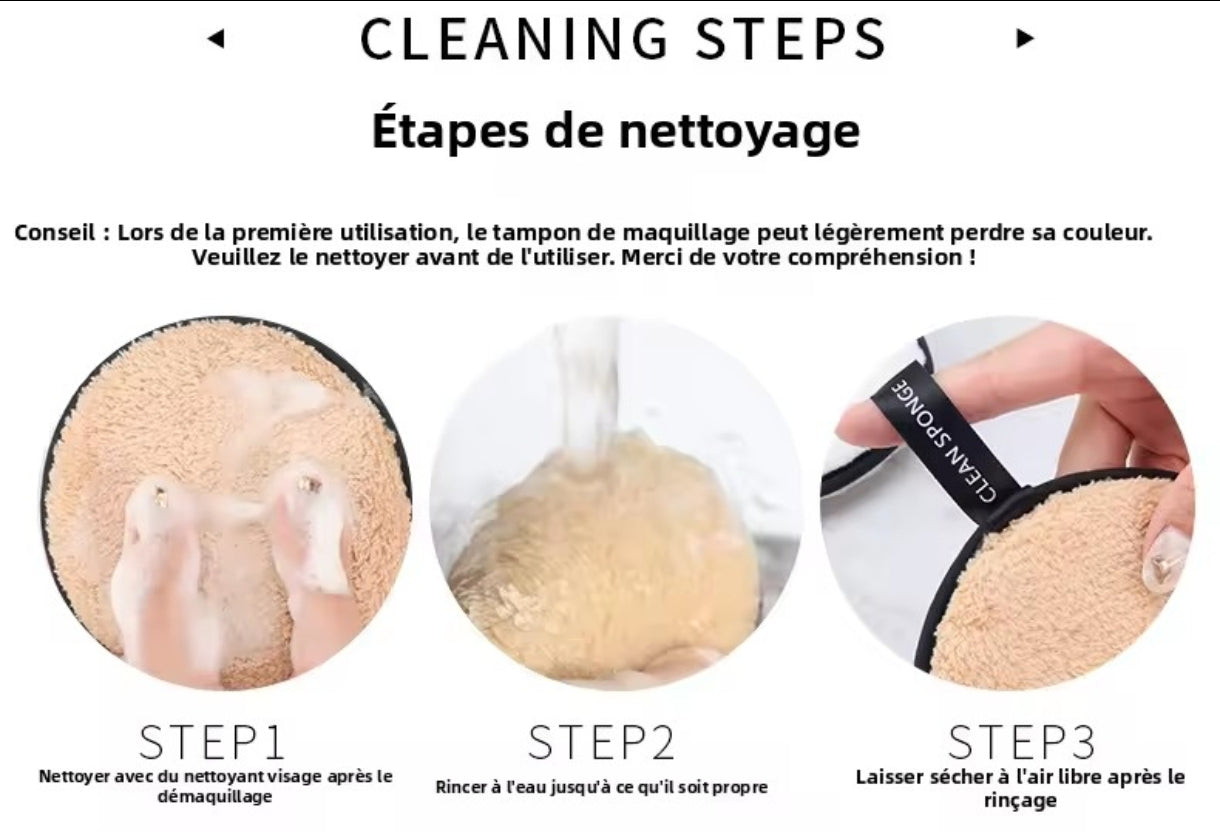 Tampons Démaquillants en Coton Lavables 3 pièce